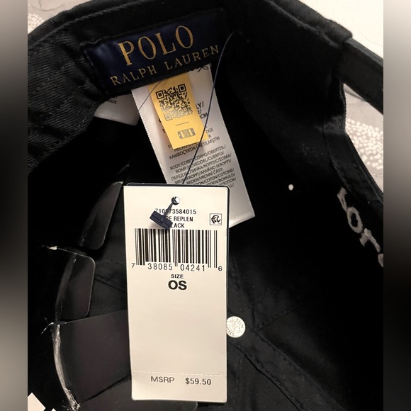 NWT Polo Ralph Lauren Big Pony Chino Ball Cap/Hat. Black/White. OS - Picture 8 of 12